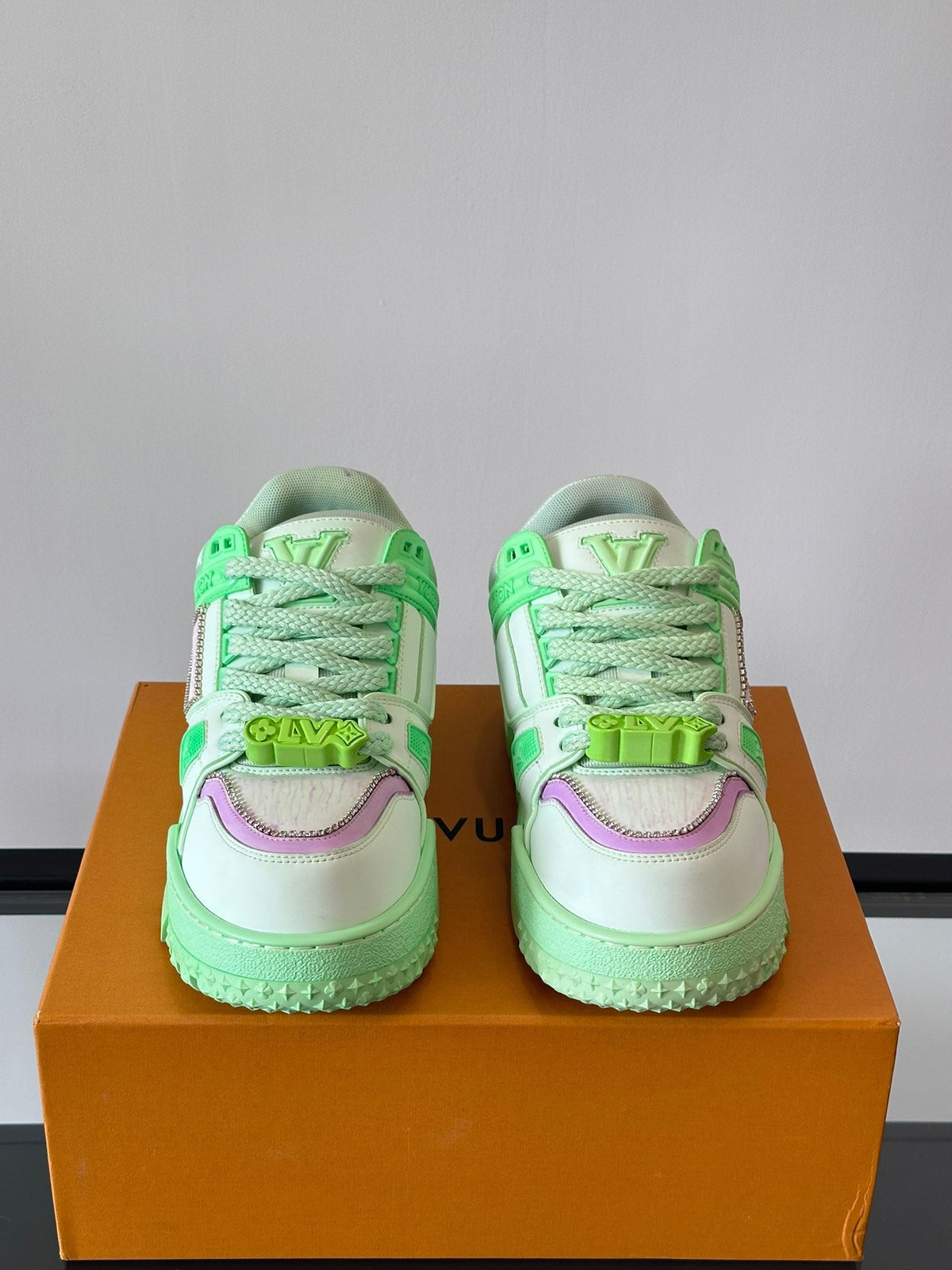 LV Men Light Green Leather Sneakers