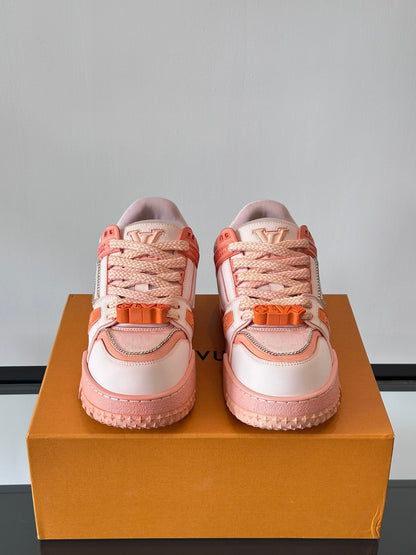 LV Men Pink Leather And Mesh Sneakers