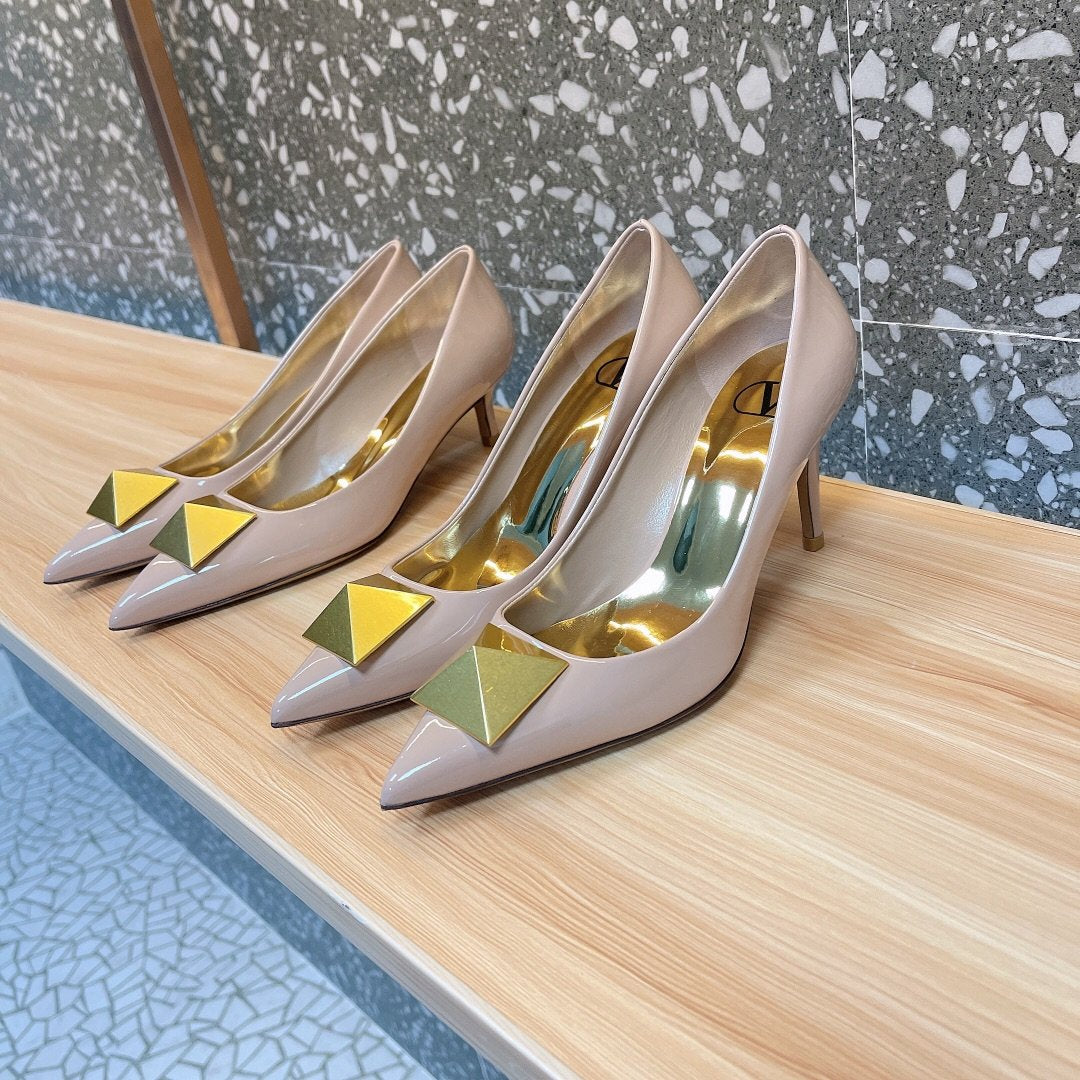 Valentino Women Nude Patent Leather Heels