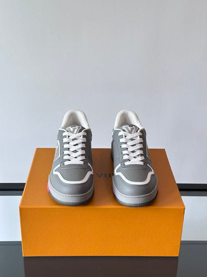 LV Men Grey White Leather Sneakers