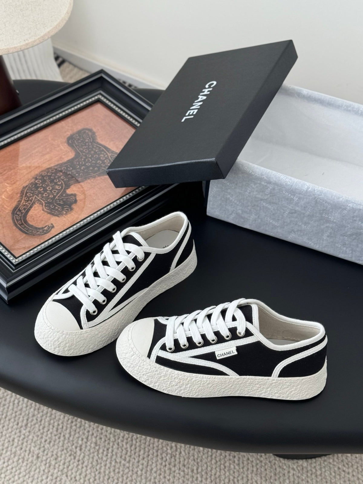 Chanel Women Black Canvas Casual Sneakers