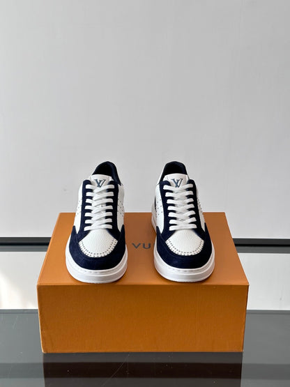 LV Men White Leather Suede Sneakers