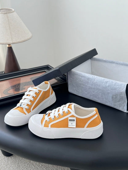 Chanel Women Yellow Canvas And Rubber Sneakers