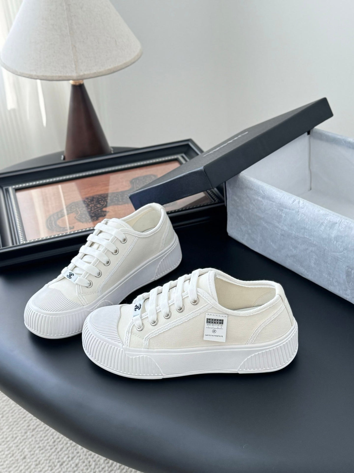 Chanel Women White Canvas Sneakers