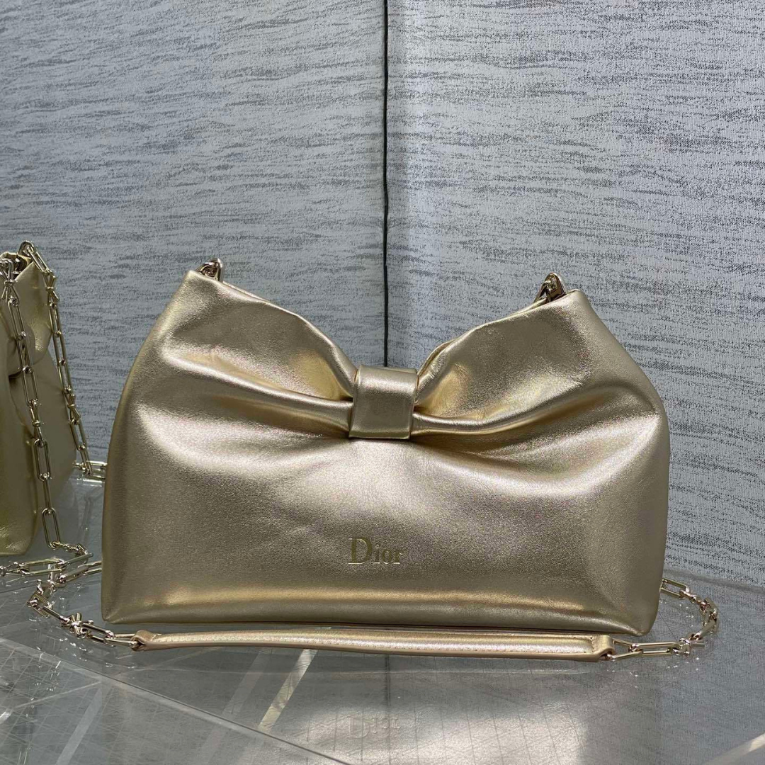 Dior Bow Bag Gold Lambskin