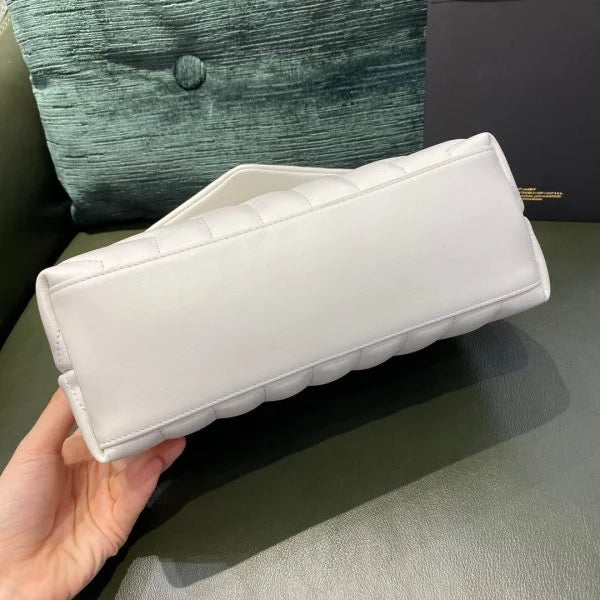 YSL Loulou Small in Matelassé “Y” Leather Bag White
