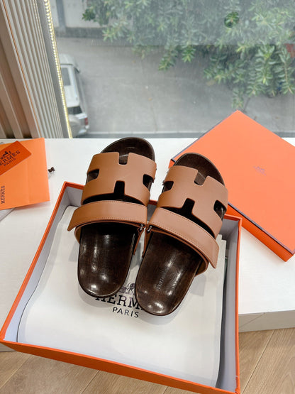 Hermes Women Brown Leather Sandals