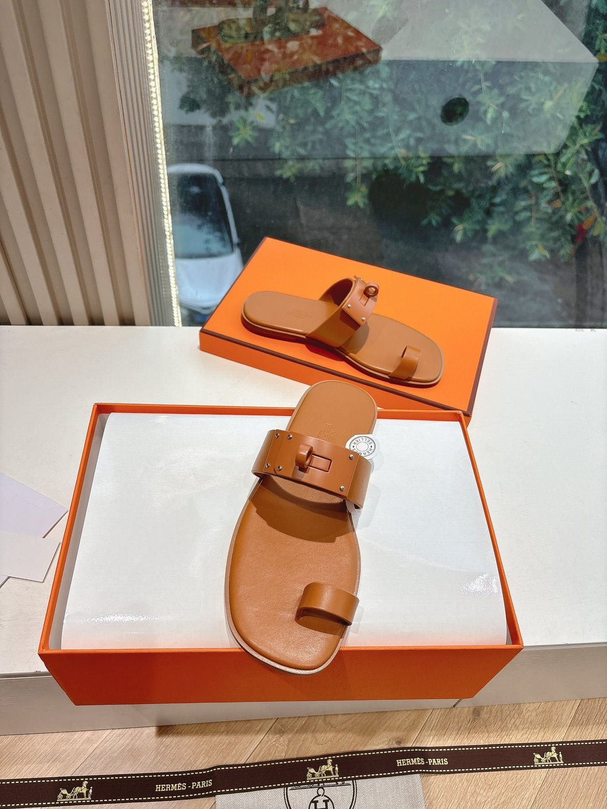 Hermes Women Tan Leather Sandals