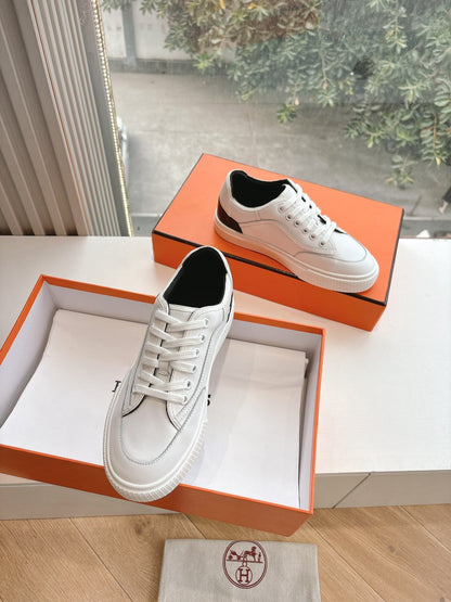 Hermes Women White Leather Sneakers
