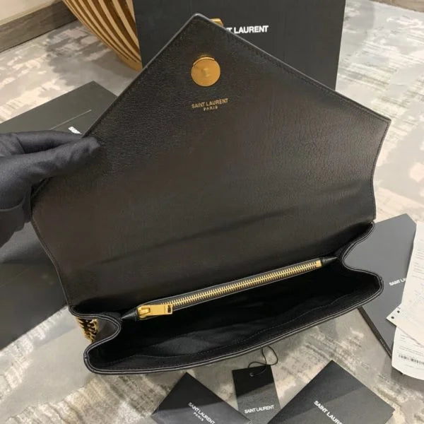 YSL Envelope Leather Handbag in Golden Hardware For Women