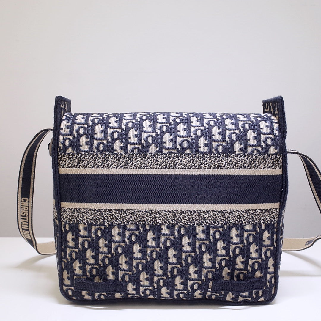 CAMP DOUBLE BUCKLE BAG 28 IN NAVY BLUE MONOGRAM OBLIQUE JACQUARD