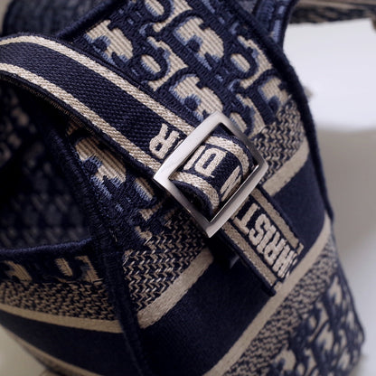 CAMP DOUBLE BUCKLE BAG 28 IN NAVY BLUE MONOGRAM OBLIQUE JACQUARD