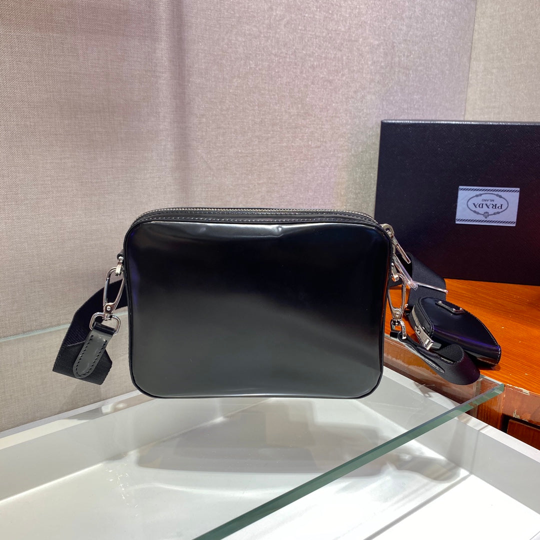 MARIO BRIQUE CROSSBODY BAG 19 IN PATENT BLACK LEATHER