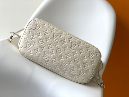 LV NEVERFULL MM WHITE MONOGRAM EMPREINTE LEATHER