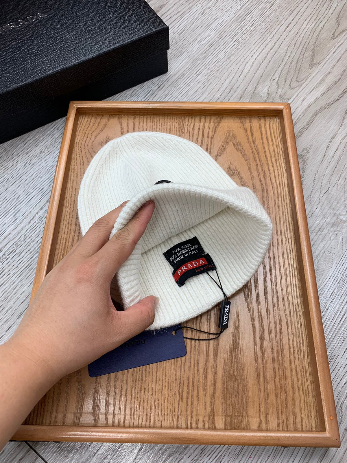 BEANIE HAT IN WHITE WOOL 431356