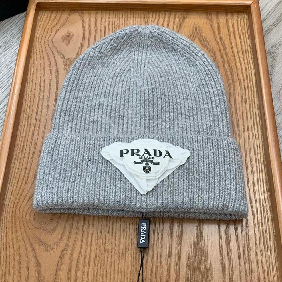 BEANIE HAT IN PALE GRAY WOOL 431360