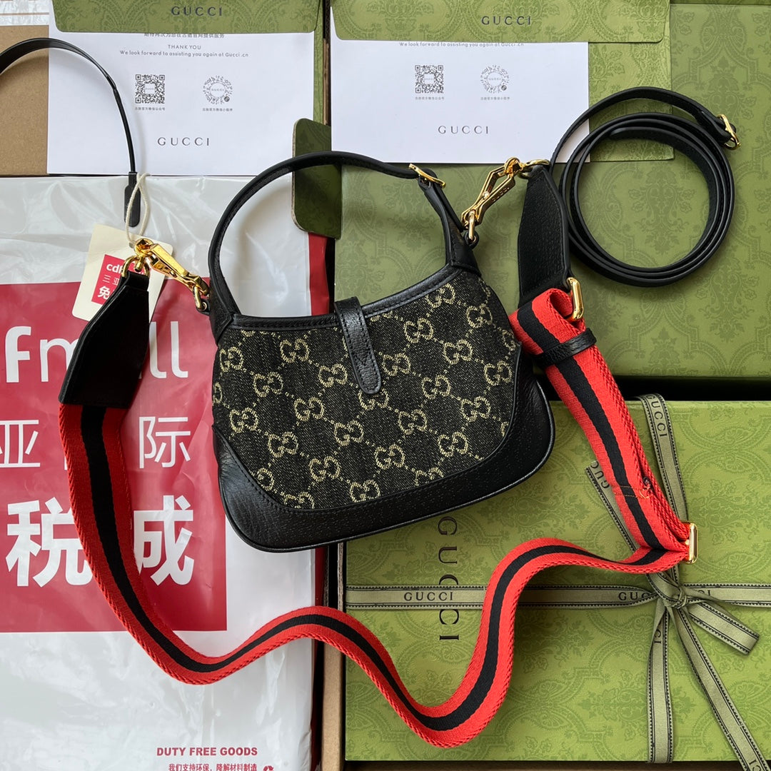 JACKIE 1961 SMALL HANDBAG 19 IN BLACK YELLOW DENIM BLACK