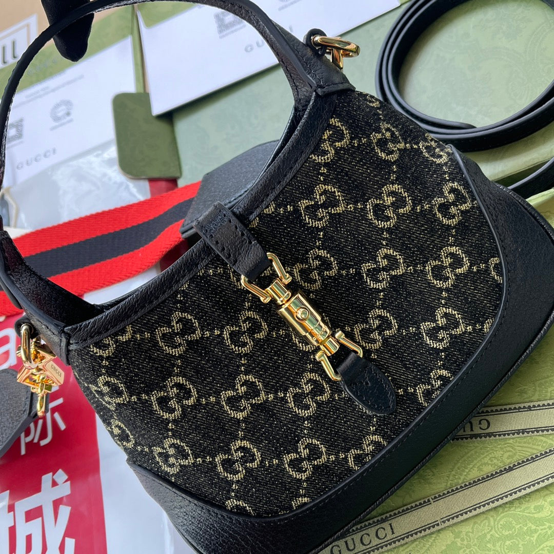 JACKIE 1961 SMALL HANDBAG 19 IN BLACK YELLOW DENIM BLACK