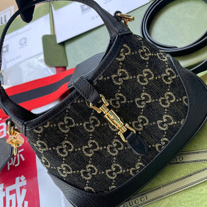 JACKIE 1961 SMALL HANDBAG 19 IN BLACK YELLOW DENIM BLACK