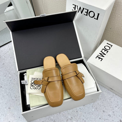 LW GATE BELTED MULE CAMEL CALFSKIN