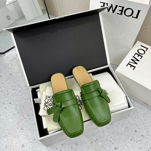 LW GATE BELTED MULE GREEN CALFSKIN