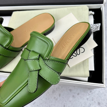 LW GATE BELTED MULE GREEN CALFSKIN