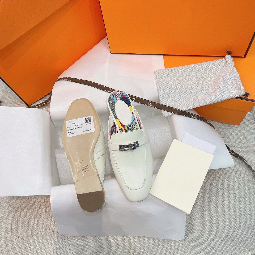 0Z Mule White Calfskin
