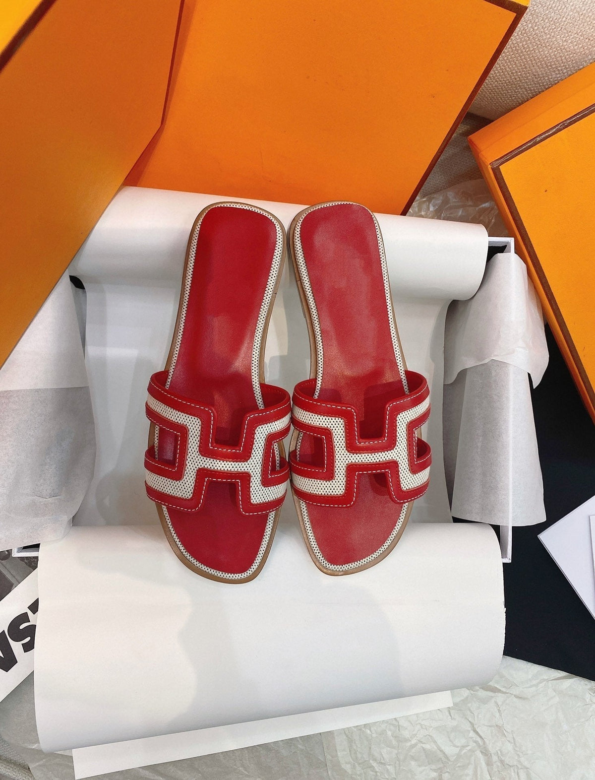 0ran Sandal Red Leather