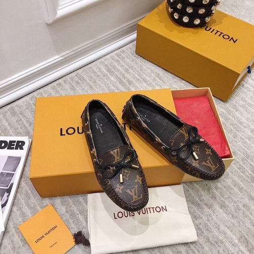 LV WOMEN'S DRIVER MOCCASIN IN CHOCOLATE BROWN MONOGRAM CALFSKIN