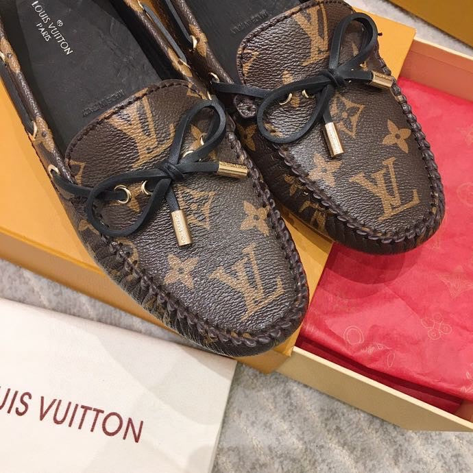 LV WOMEN'S DRIVER MOCCASIN IN CHOCOLATE BROWN MONOGRAM CALFSKIN