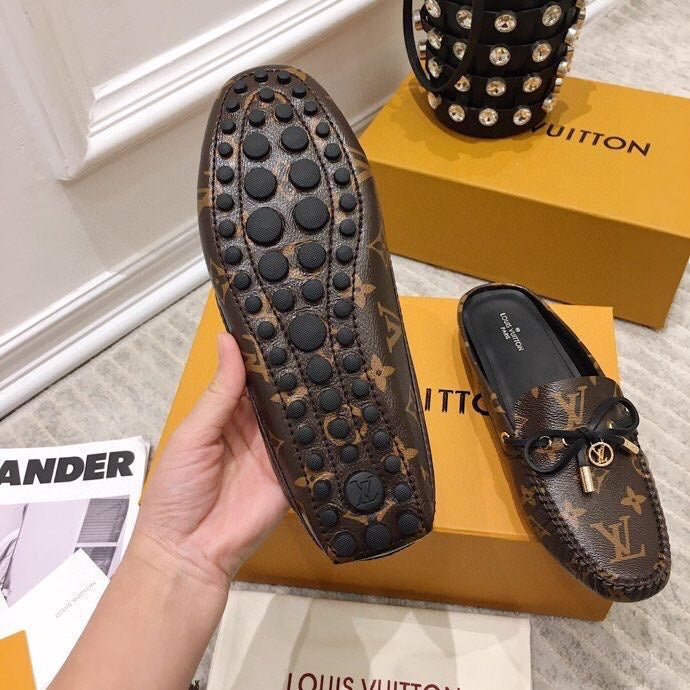 LV WOMEN'S EASY MULE IN CHOCOLATE BROWN MONOGRAM CALFSKIN