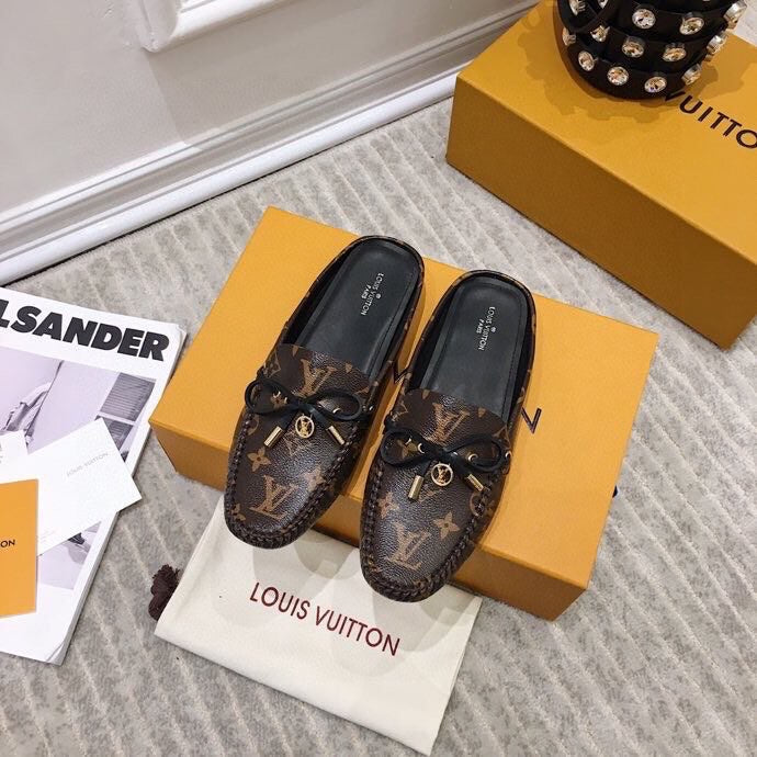 LV WOMEN'S EASY MULE IN CHOCOLATE BROWN MONOGRAM CALFSKIN