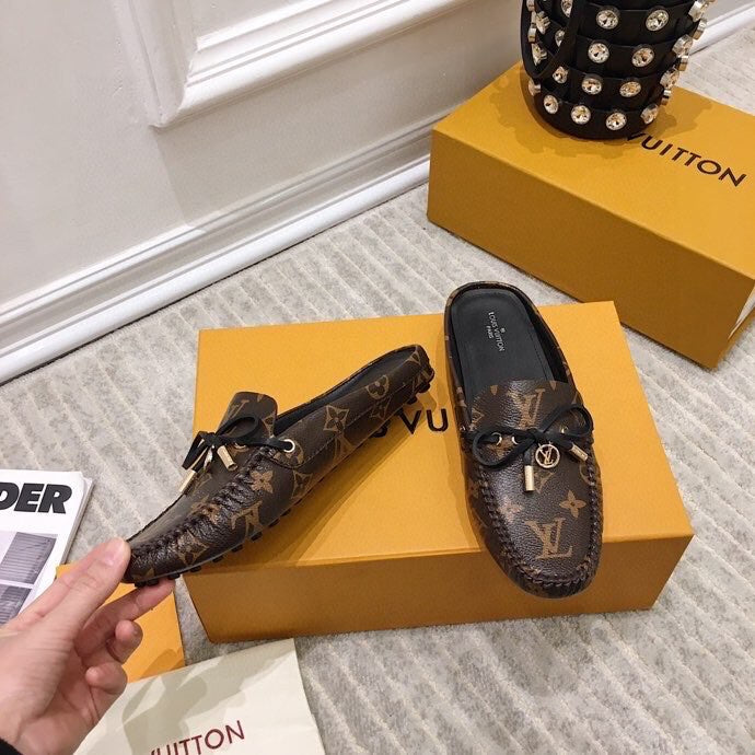 LV WOMEN'S EASY MULE IN CHOCOLATE BROWN MONOGRAM CALFSKIN