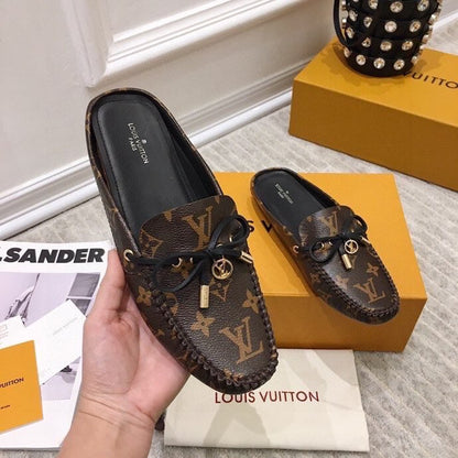 LV WOMEN'S EASY MULE IN CHOCOLATE BROWN MONOGRAM CALFSKIN