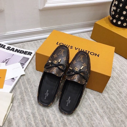 LV WOMEN'S EASY MULE IN CHOCOLATE BROWN MONOGRAM CALFSKIN
