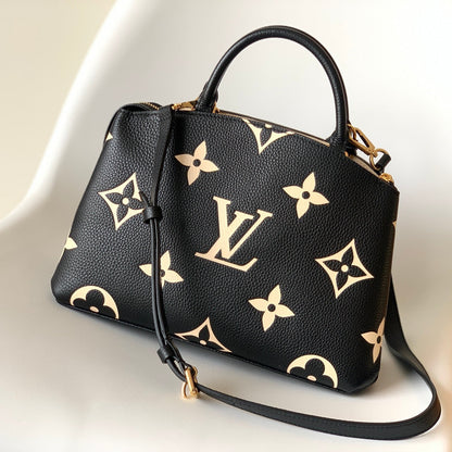 LV PETIT PALAIS PM MEDIUM SHOULDER BAG 29 IN BLACK MIX BEIGE