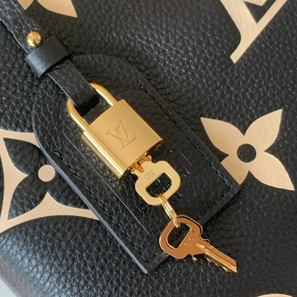 LV PETIT PALAIS PM MEDIUM SHOULDER BAG 29 IN BLACK MIX BEIGE