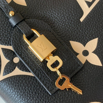 LV PETIT PALAIS PM MEDIUM SHOULDER BAG 29 IN BLACK MIX BEIGE