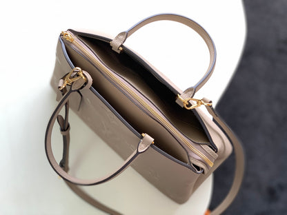 PETIT PALAIS PM MEDIUM SHOULDER BAG 29 IN BROWN EMBOSSED COWHIDE GOLD-TONE HARDWARE