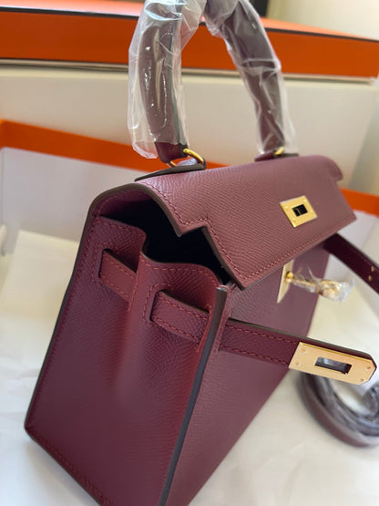 HN MINI 20 BAG IN GARNET RED WITH GOLD HARDWARE
