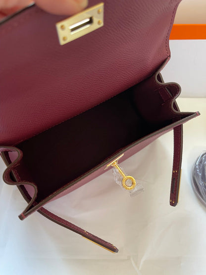 HN MINI 20 BAG IN GARNET RED WITH GOLD HARDWARE