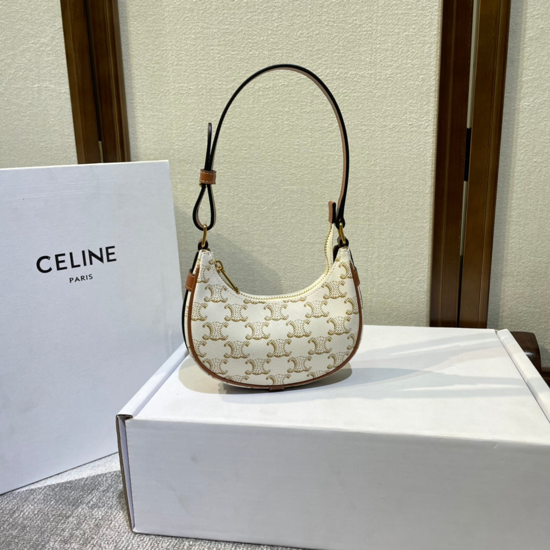 AVA BAG 75MM IN WHITE TRIOMPHE CANVAS AND CALFSKIN