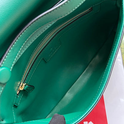 BLONDIE SHOULDER BAG 28 IN CASTLETON GREEN LAMBSKIN GOLD HARDWARE