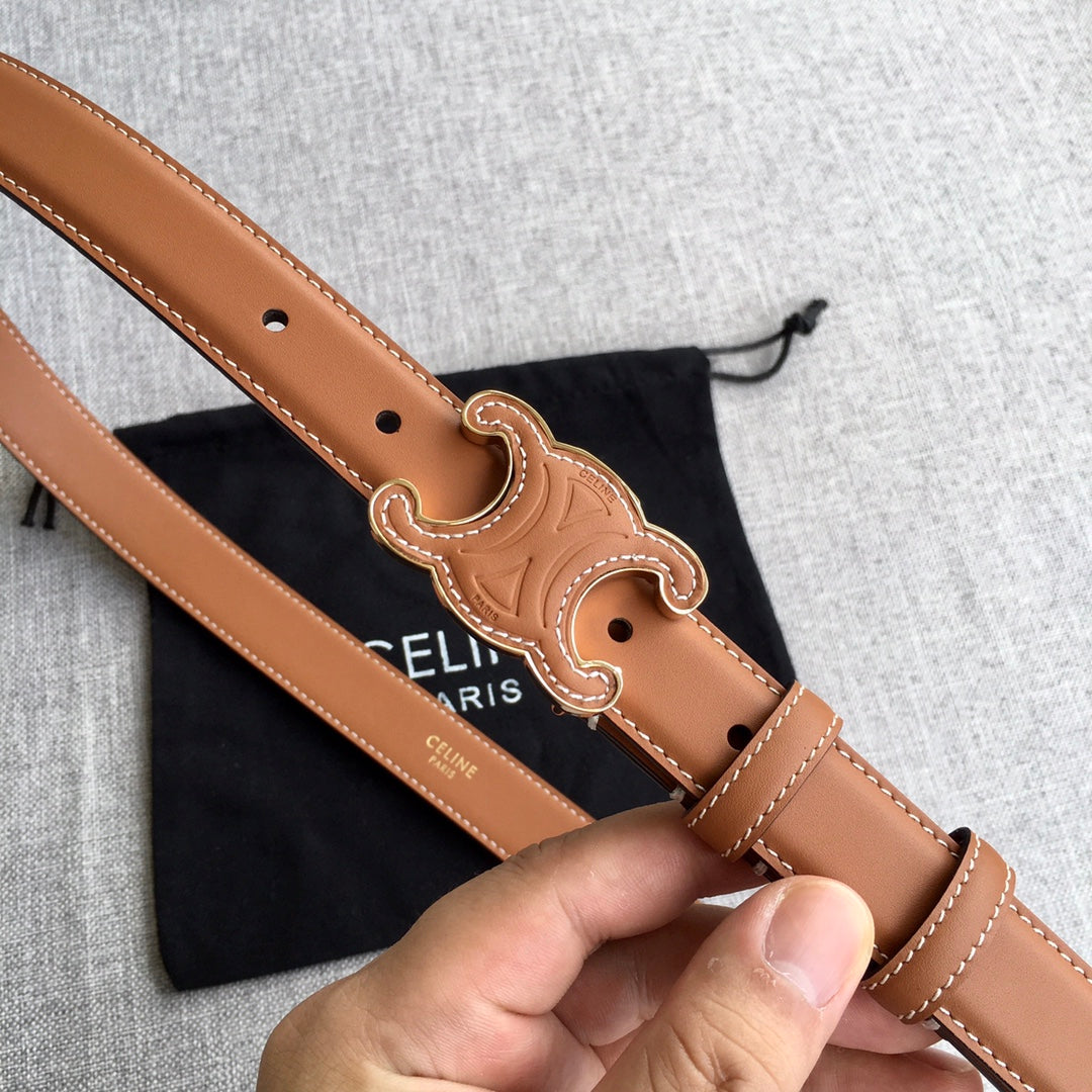 Medium Cuir Triomphe Belt 25mm Tan Calfskin