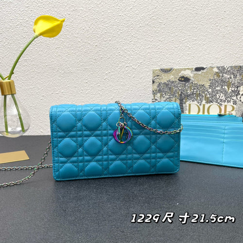 CARO SLIM POUCH 21 BAG IN SKY BLUE CALFSKIN