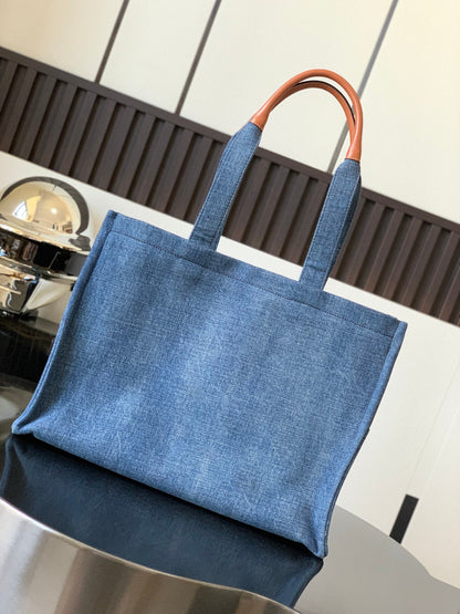 LARGE CABAS THAIS 41 IN BLUE DENIM