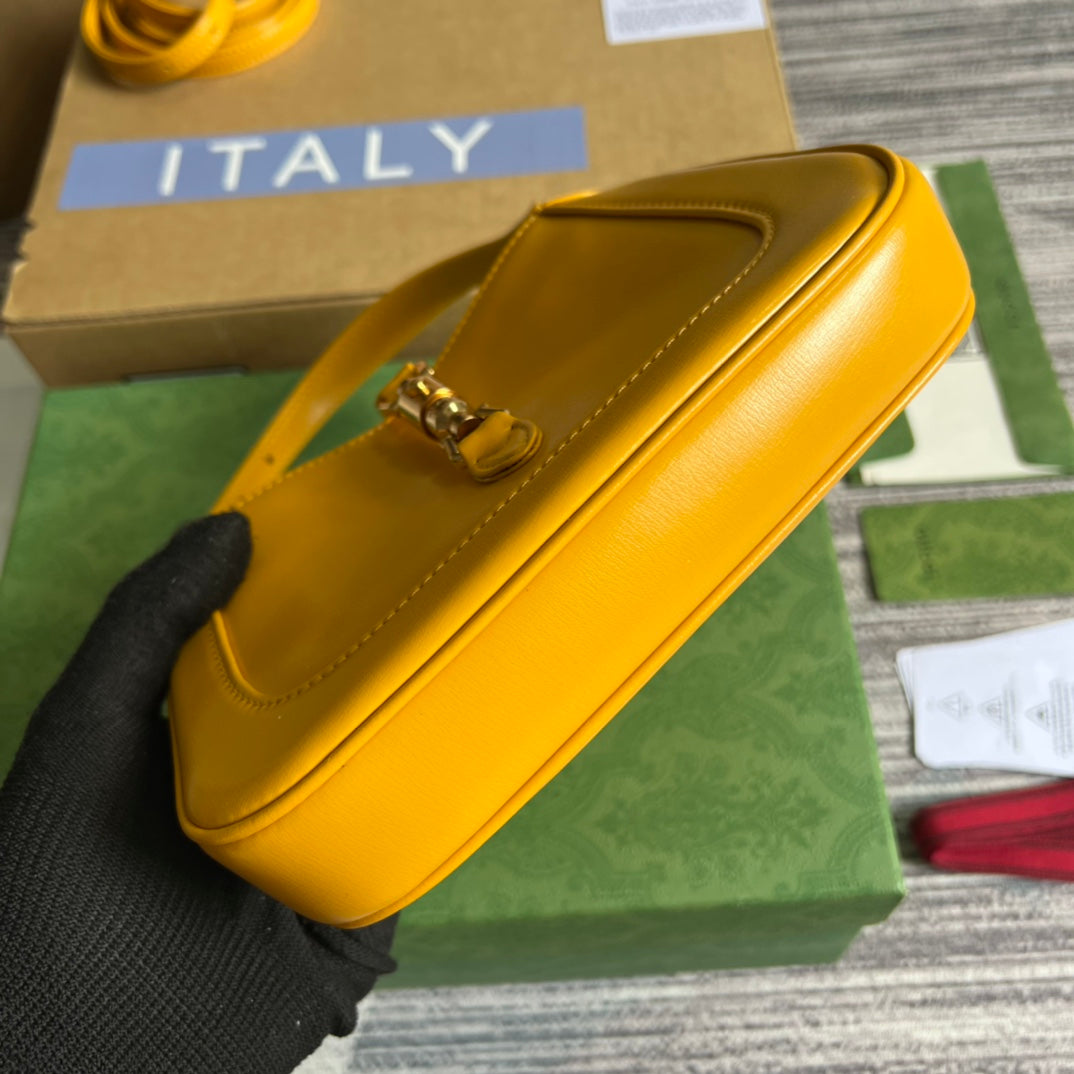 GG JACKIE MINI 19 SHOULDER BAG IN YELLOW CALFSKIN