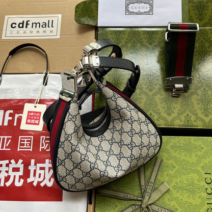 ATTACHE MINI BAG 23 IN BEIGE GG AND DARK BLUE CALFSKIN