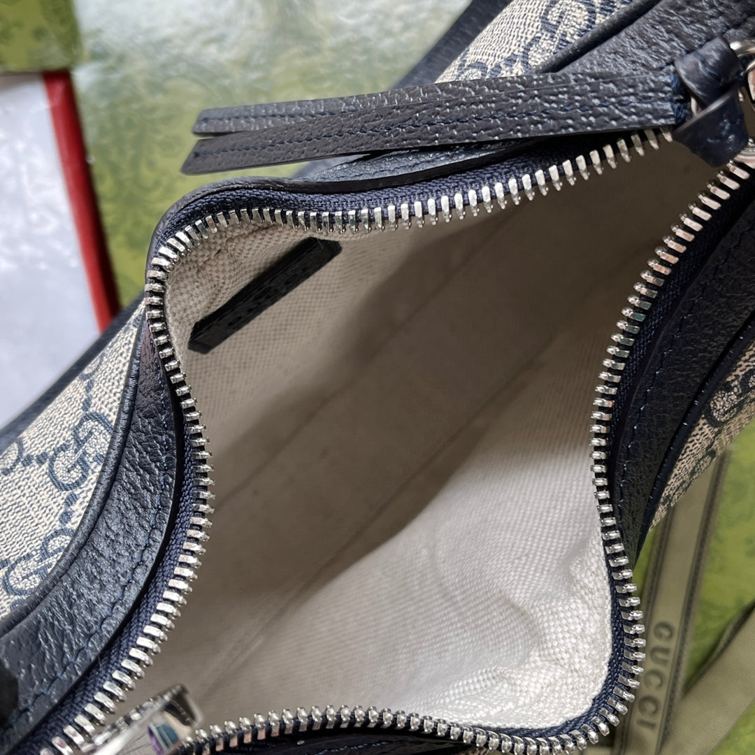 ATTACHE MINI BAG 23 IN BEIGE GG AND DARK BLUE CALFSKIN