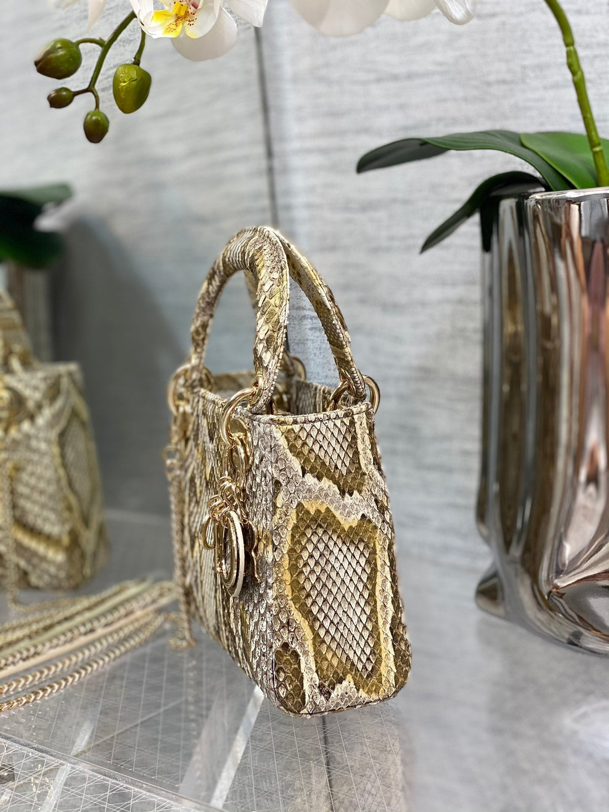 MINI LADY 17 BAG IN GOLDEN PYTHON LEATHER